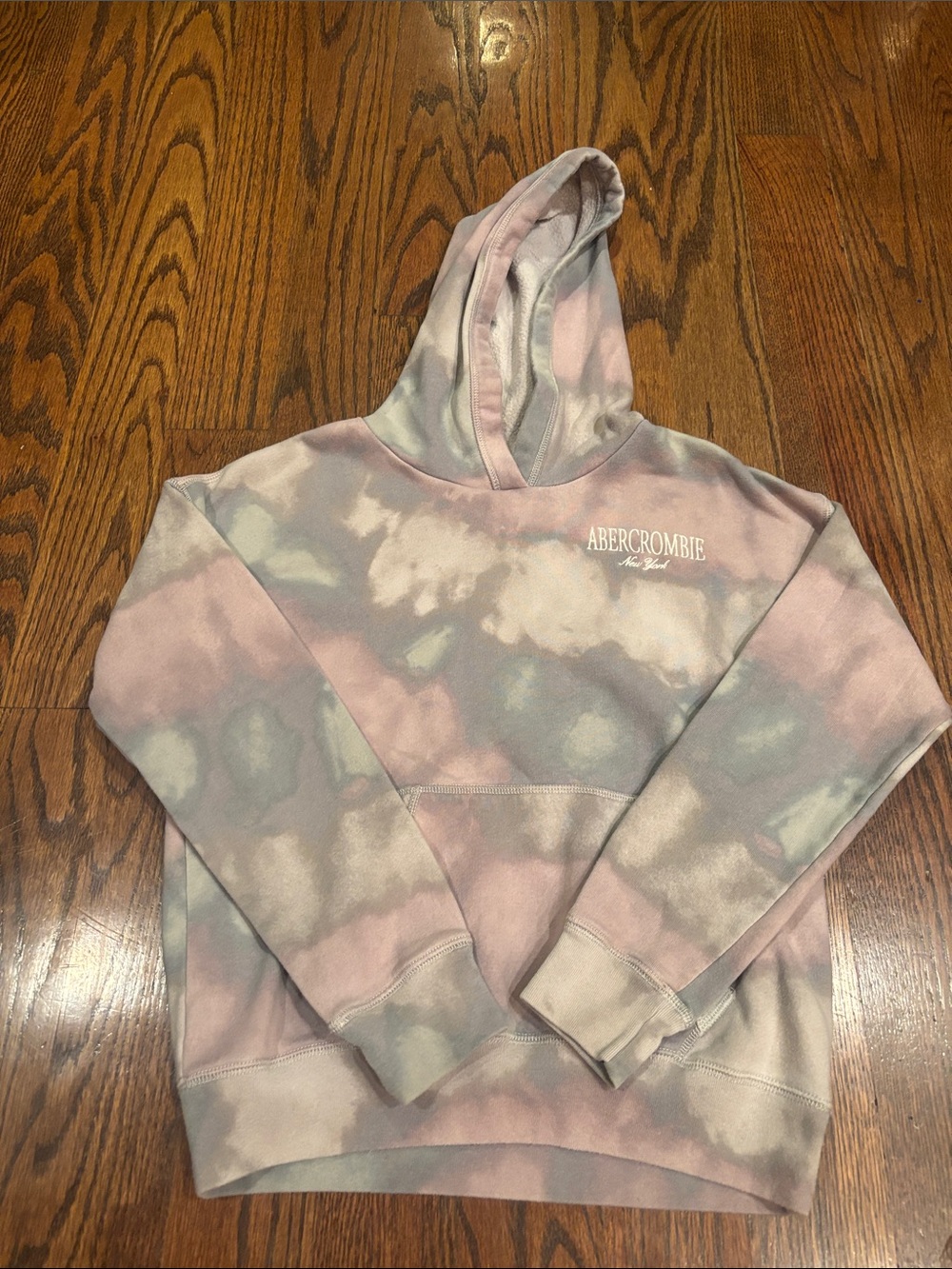Abercrombie & Fitch Pastel Tie-Dye Hoodie - Pink, Gray, Cream